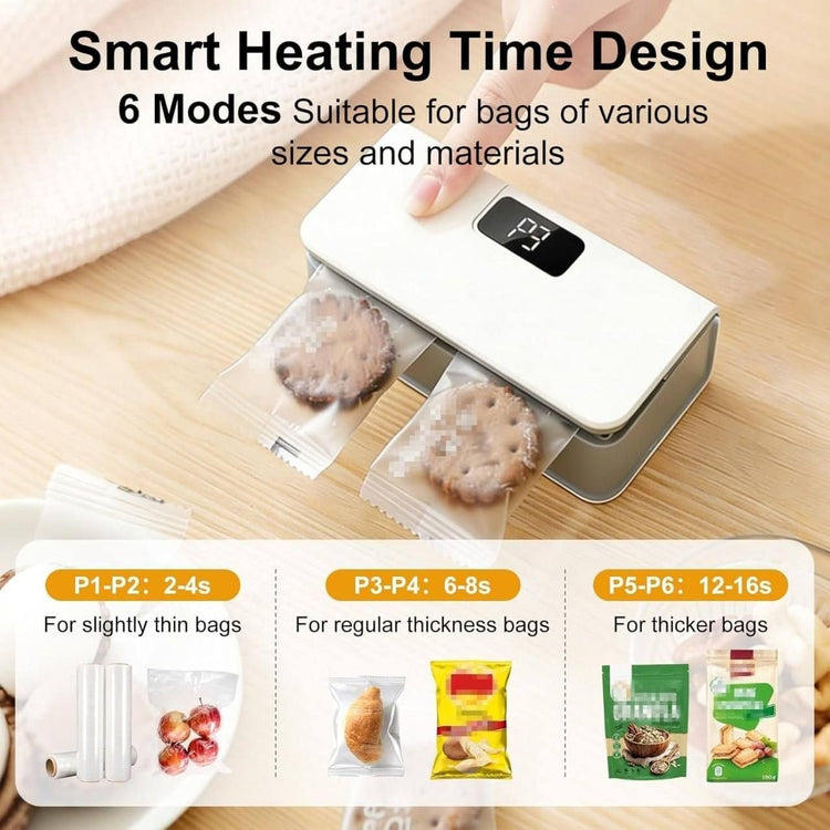 Portable Mini Bag Sealer – USB-C Rechargeable Heat Sealer with 6 Modes & Magnetic Back